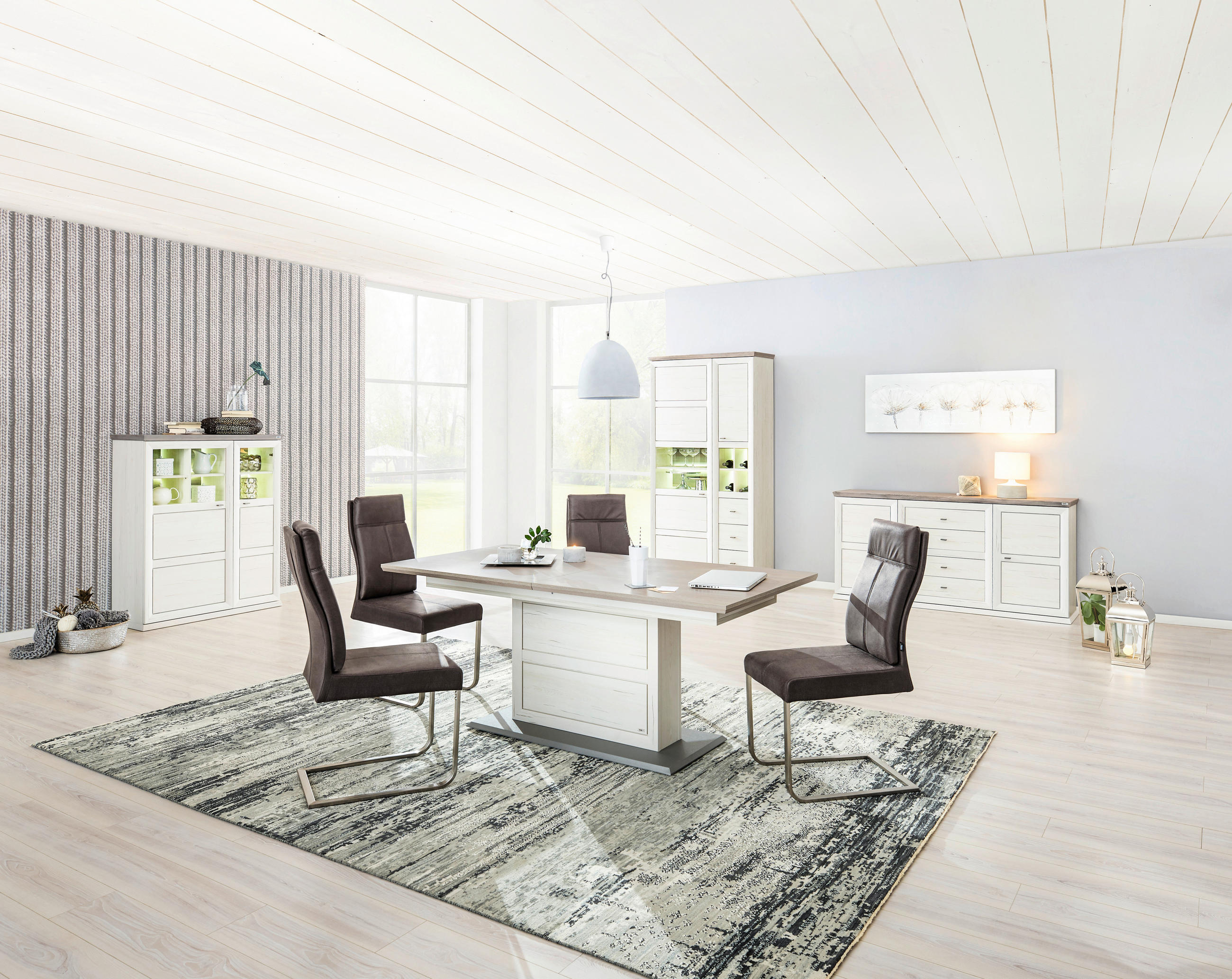 SIDEBOARD 180/89/43 cm  in Grau, Weiß  - Weiß/Grau, LIFESTYLE, Holzwerkstoff/Metall (180/89/43cm) - Hom`in