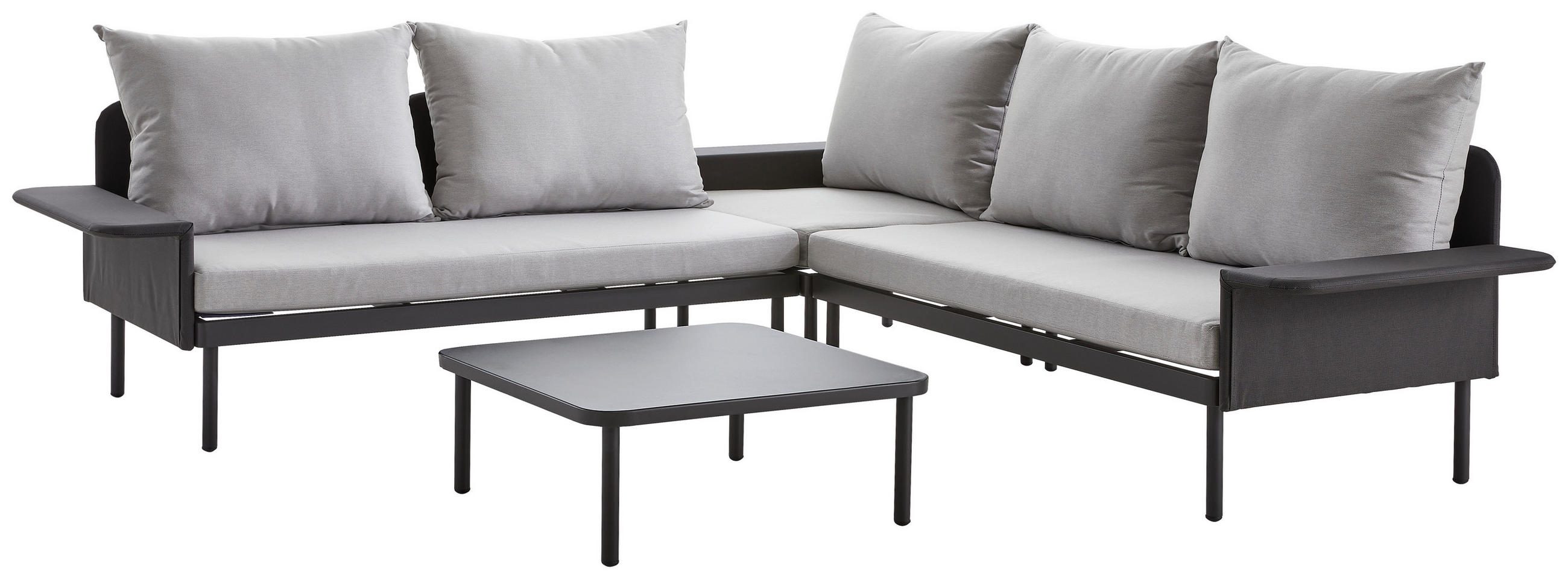 LOUNGEGARNITUR Aluminium  - Anthrazit/Hellgrau, MODERN, Textil/Metall - Ambia Garden