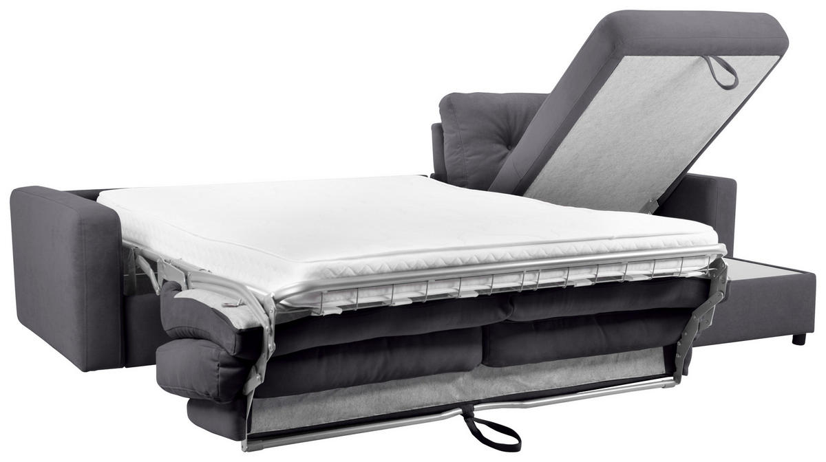 ECKSOFA Dunkelgrau Webstoff  - Dunkelgrau/Schwarz, KONVENTIONELL, Kunststoff/Textil (270/160cm) - Carryhome