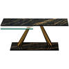 COUCHTISCH in Metall, Glas, Keramik 96-142/96/40 cm  - Schwarz, Design, Glas/Keramik (96-142/96/40cm) - Naos