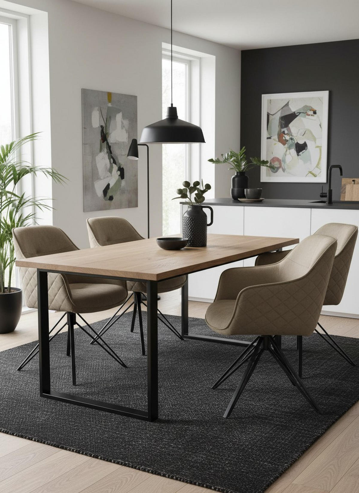 STOLICA S NASLONOM ZA RUKE  crna, taupe  metal, tekstil      - crna/taupe, Moderno, metal/tekstil (57/82/61cm) - Livetastic