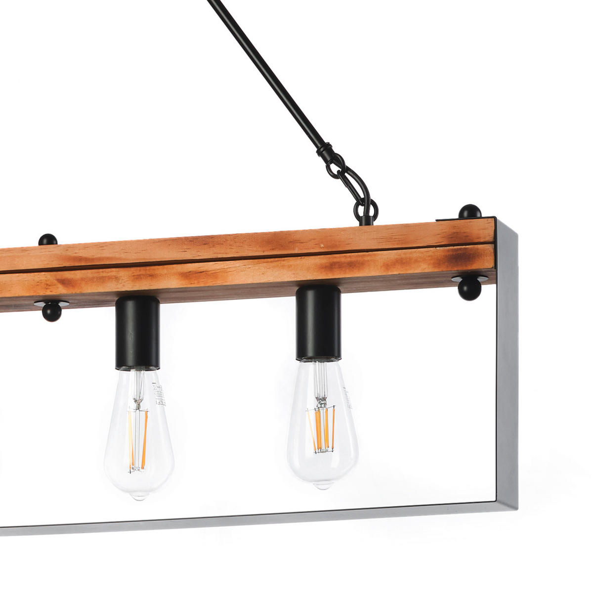 HÄNGELEUCHTE 80/8/100 cm  - Schwarz/Braun, Natur, Holz/Metall (80/8/100cm)