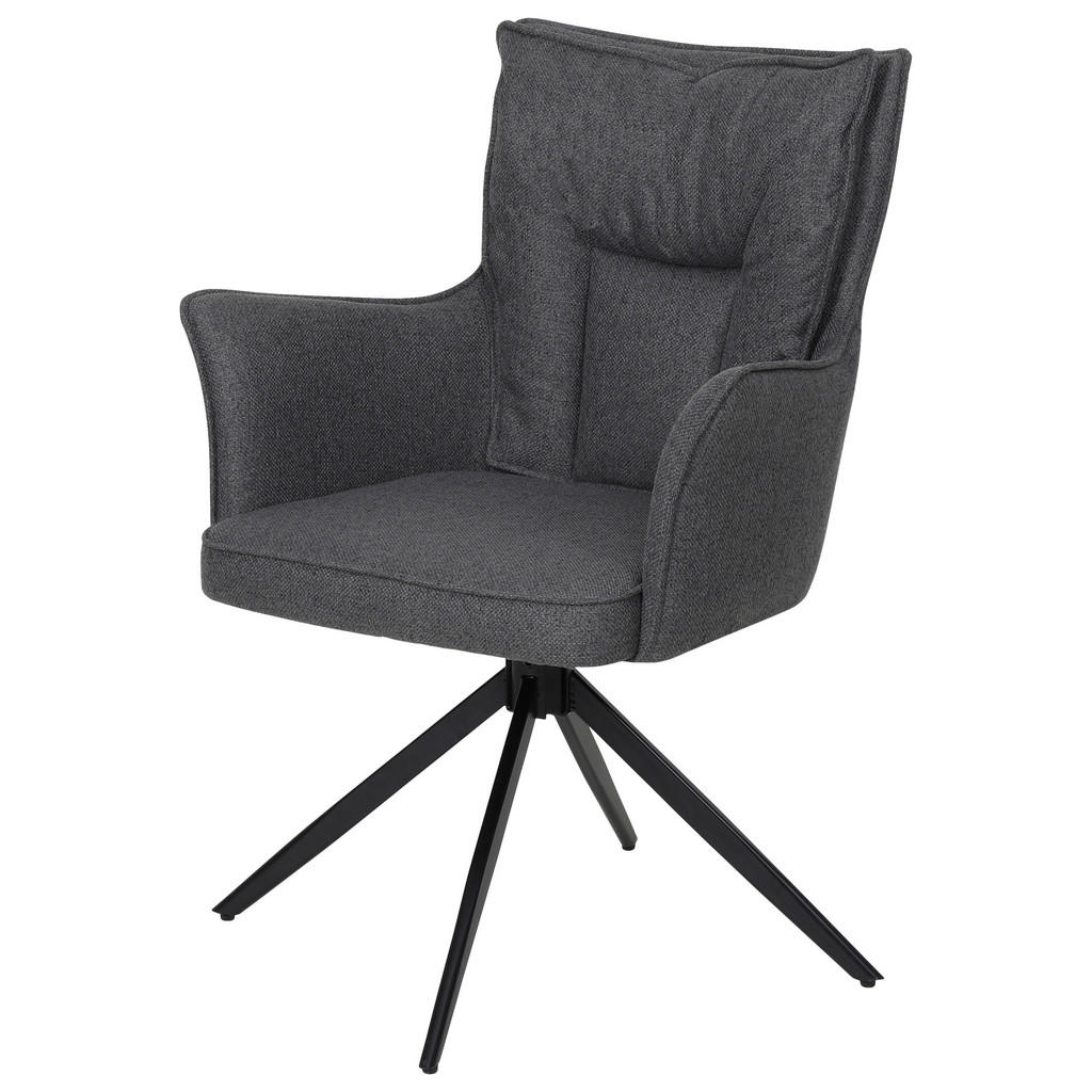 Armlehnstuhl Elisa Leinenoptik Dunkelgrau B: 65cm