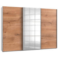 SCHWEBETÜRENSCHRANK in Eichefarben, Weiss  - Chromfarben/Weiss, Modern, Holzwerkstoff (300/216/65cm) - MID.YOU
