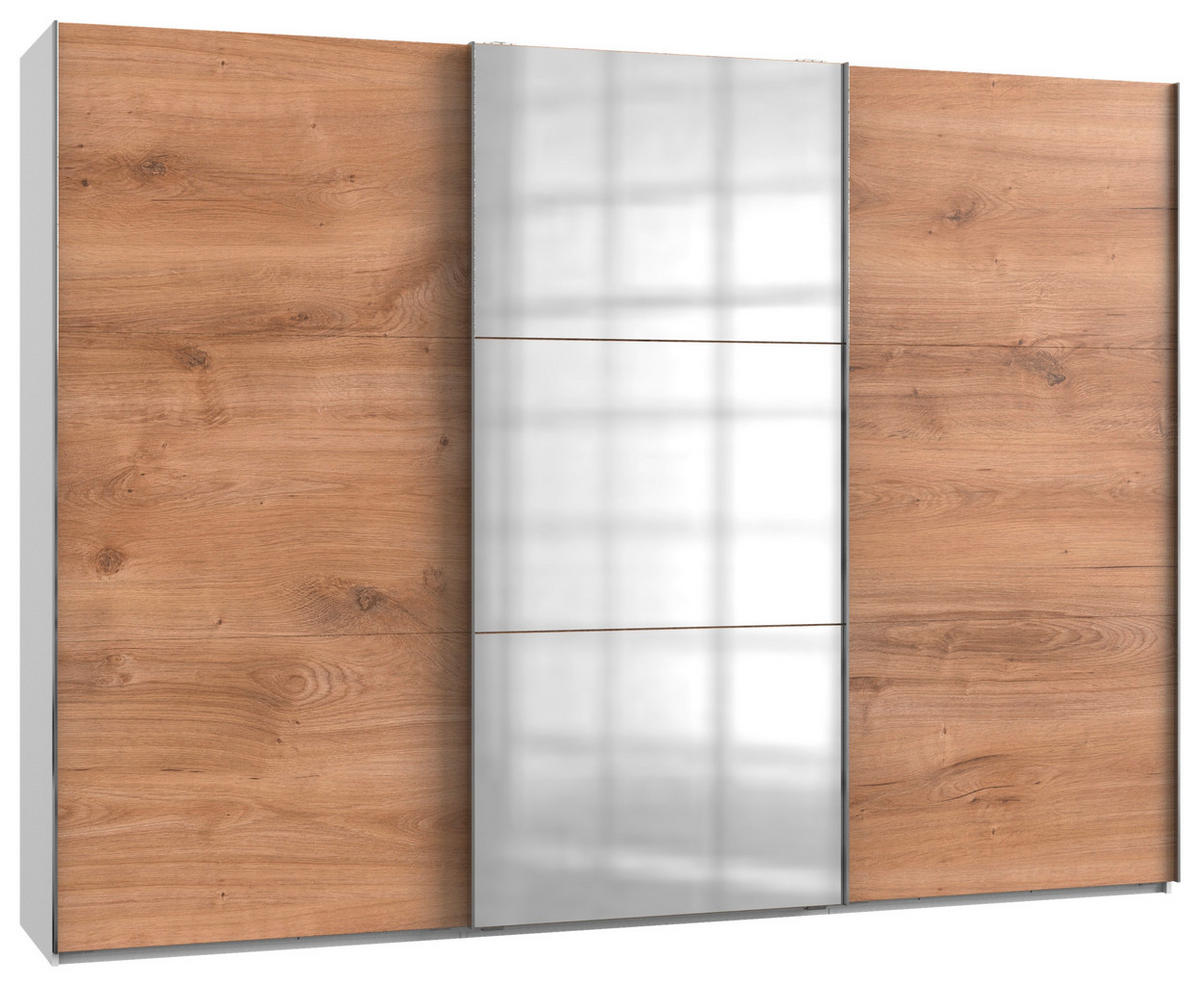 SCHWEBETÜRENSCHRANK in Eichefarben, Weiss  - Chromfarben/Weiss, Modern, Holzwerkstoff (300/216/65cm) - MID.YOU