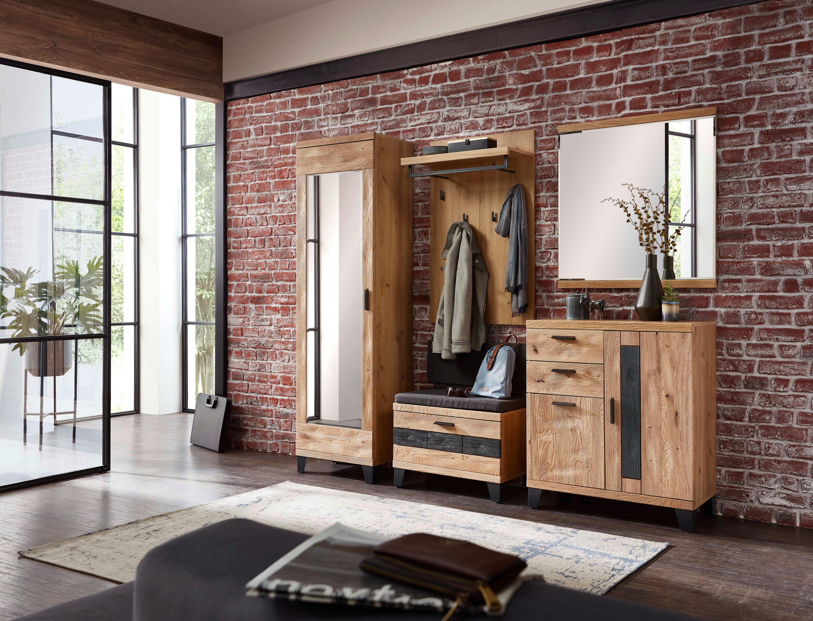 GARDEROBENSCHRANK 60/201/38 cm - Eichefarben/Dunkelgrau, Natur, Holz/Holzwerkstoff (60/201/38cm)