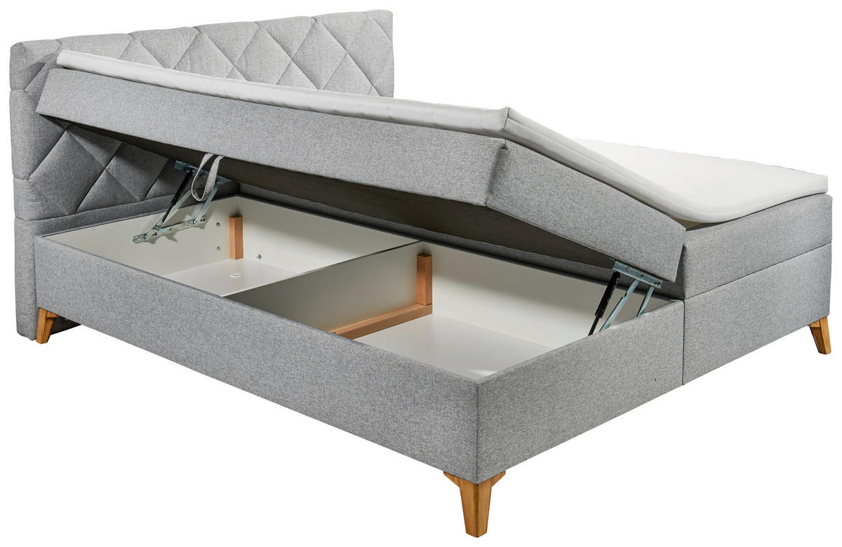 BOX-ÁGY 180/200 cm  világosszürke  - világosszürke/tölgyfa színű, Lifestyle, műanyag/faalapú anyag (180/200cm) - Carryhome