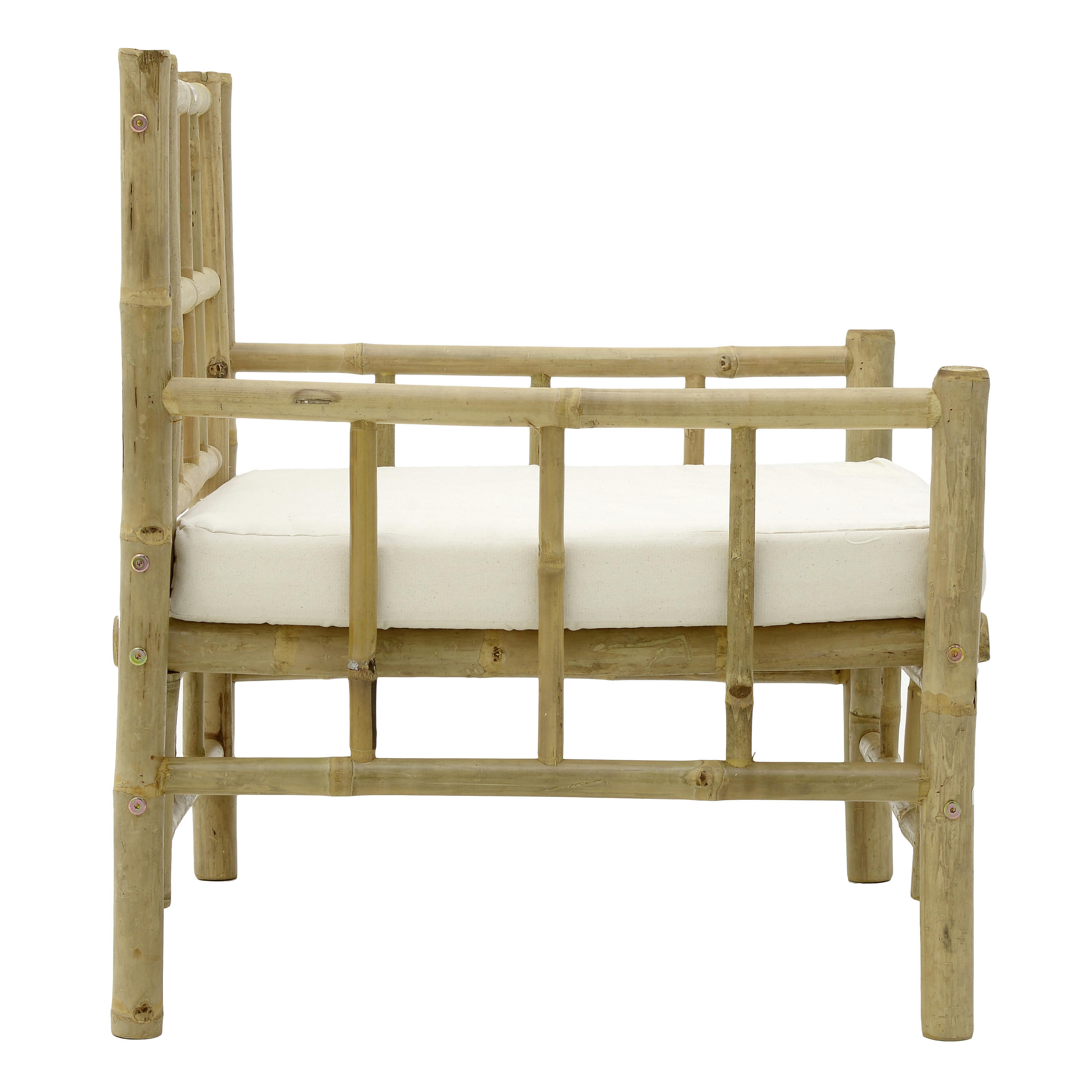 ARMLEHNSTUHL Linon Naturfarben, Weiß, Beige Bambus massiv - Beige/Naturfarben, Trend, Holz/Textil (70/80/70cm) - Livetastic