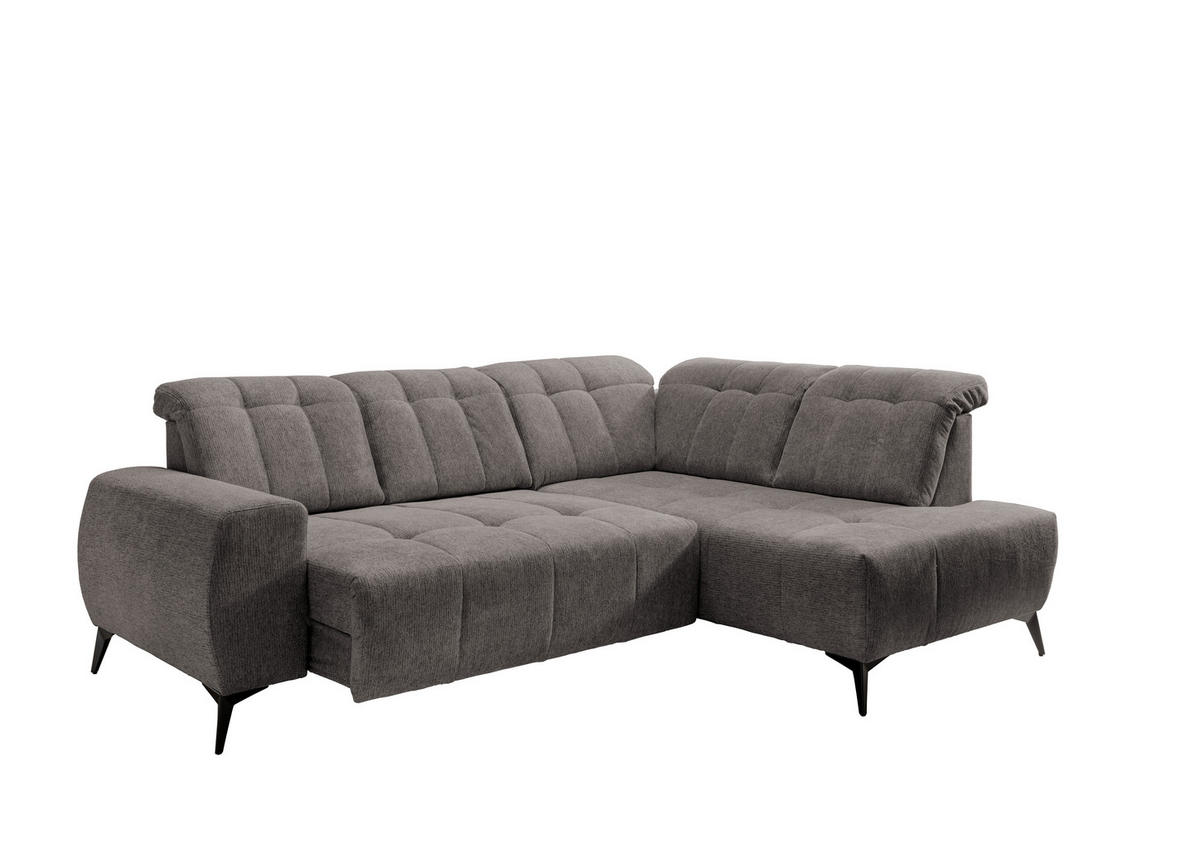 ECKSOFA in Chenille Graubraun  - Graubraun/Schwarz, Modern, Textil/Metall (261/200cm) - Livetastic