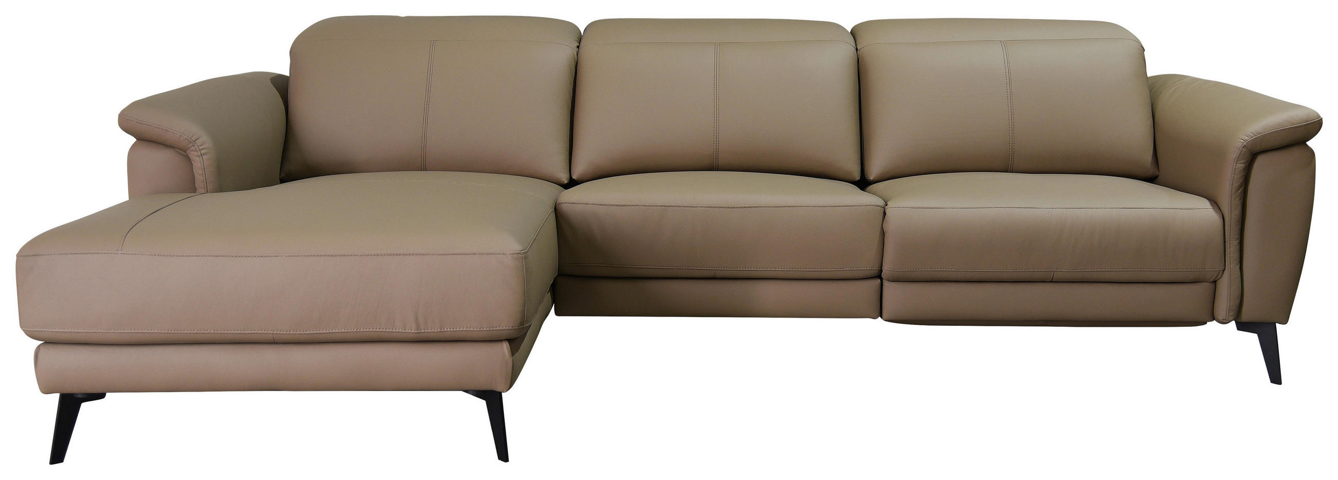 ECKSOFA Taupe Echtleder  - Taupe/Schwarz, MODERN, Leder/Holz (174/276cm) - Livetastic