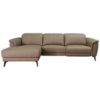 ECKSOFA Taupe Echtleder  - Taupe/Schwarz, MODERN, Leder/Holz (174/276cm) - Livetastic