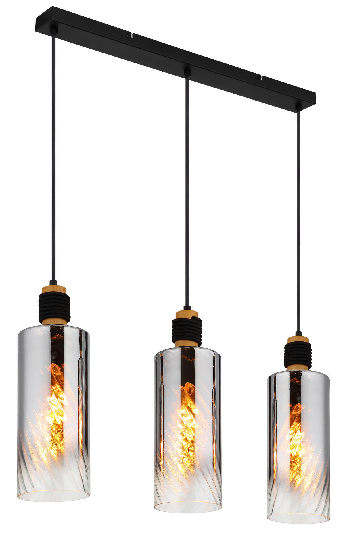 HÄNGELEUCHTE 68/12/150 cm  - Klar/Schwarz, Design, Glas/Holz (68/12/150cm) - Globo