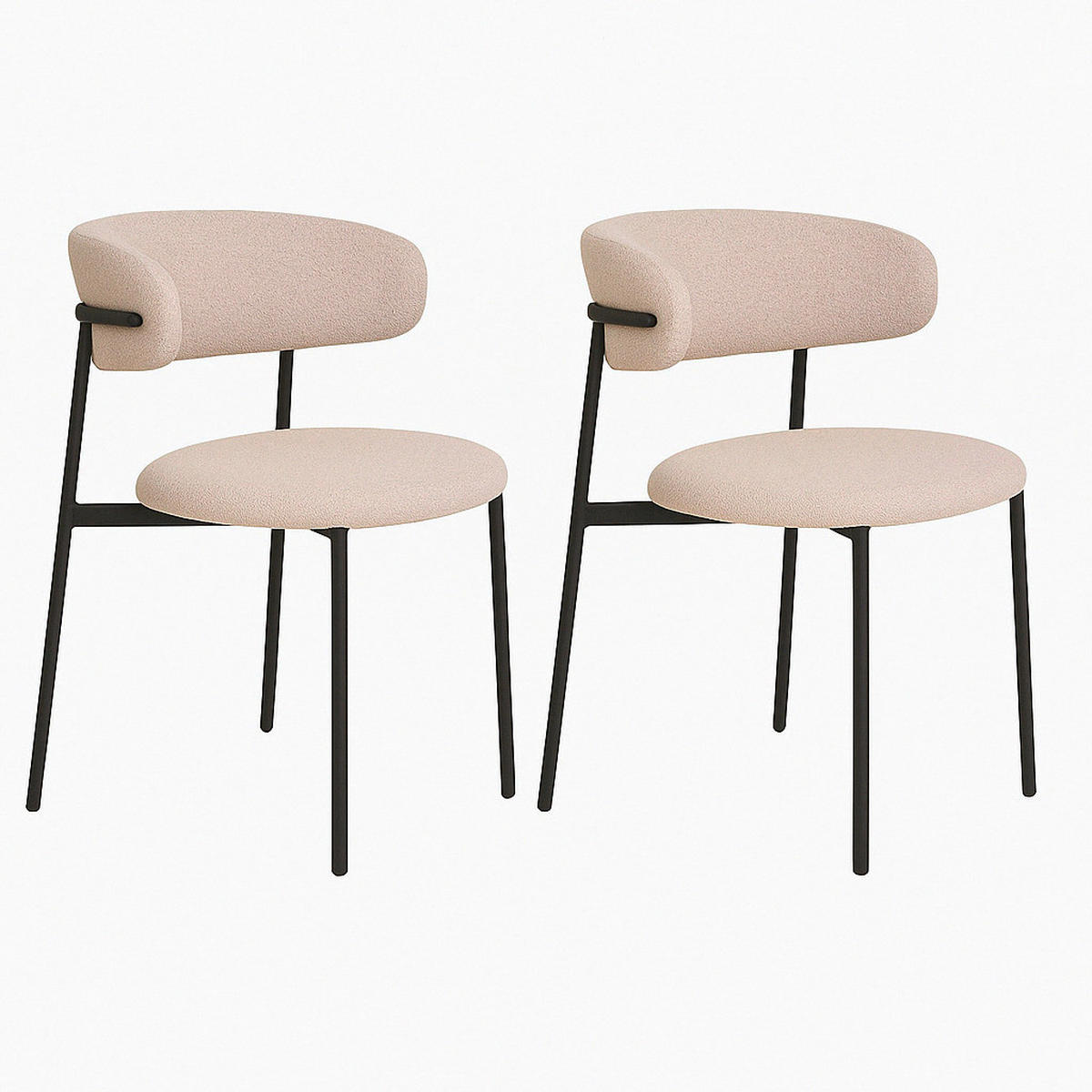 STOLSET 2 styck bouclé  - sandfärgad/svart, Modern, metall/textil (55/79.5/59cm) - MID.YOU