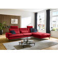 ECKSOFA in Echtleder Rot  308/195 cm  - Rot/Schwarz, Design, Leder/Metall (308/195cm) - Dieter Knoll