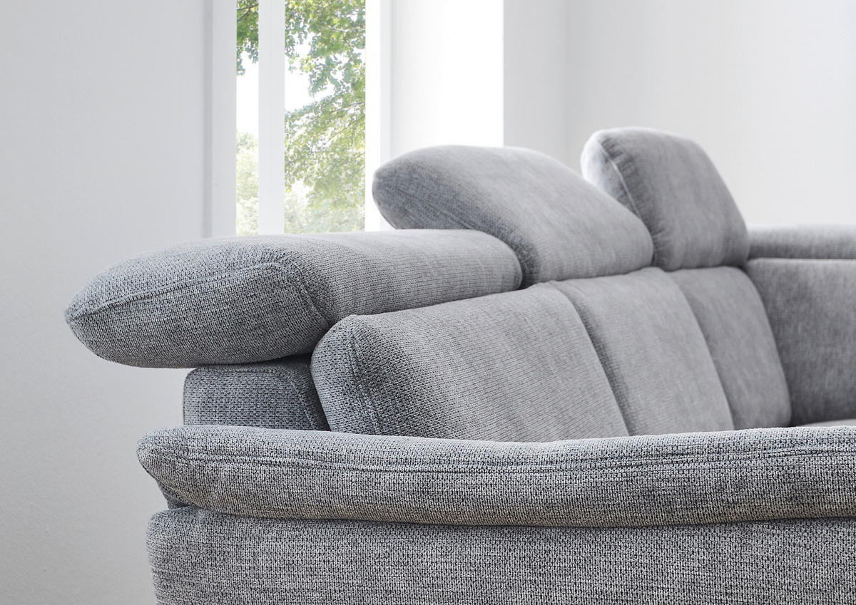 ECKSOFA in Struktur Grau  - Schwarz/Grau, Modern, Textil/Metall (275/235cm) - Cantus