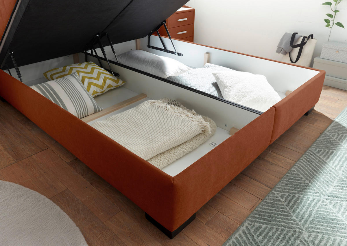 BOXBETT 160/200 cm  in Cognac  - Cognac/Schwarz, Modern, Holzwerkstoff/Kunststoff (160/200cm) - MID.YOU