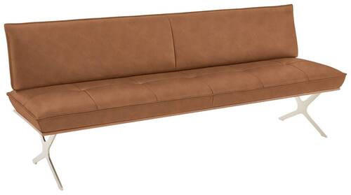 SITZBANK 214/88/66 cm Echtleder Edelstahlfarben, Cognac Nussbaum furniert Metall  - Edelstahlfarben/Cognac, Design, Leder/Holz (214/88/66cm) - Koinor