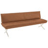 SITZBANK 214/88/66 cm Echtleder Edelstahlfarben, Cognac Nussbaum furniert Metall  - Edelstahlfarben/Cognac, Design, Leder/Holz (214/88/66cm) - Koinor