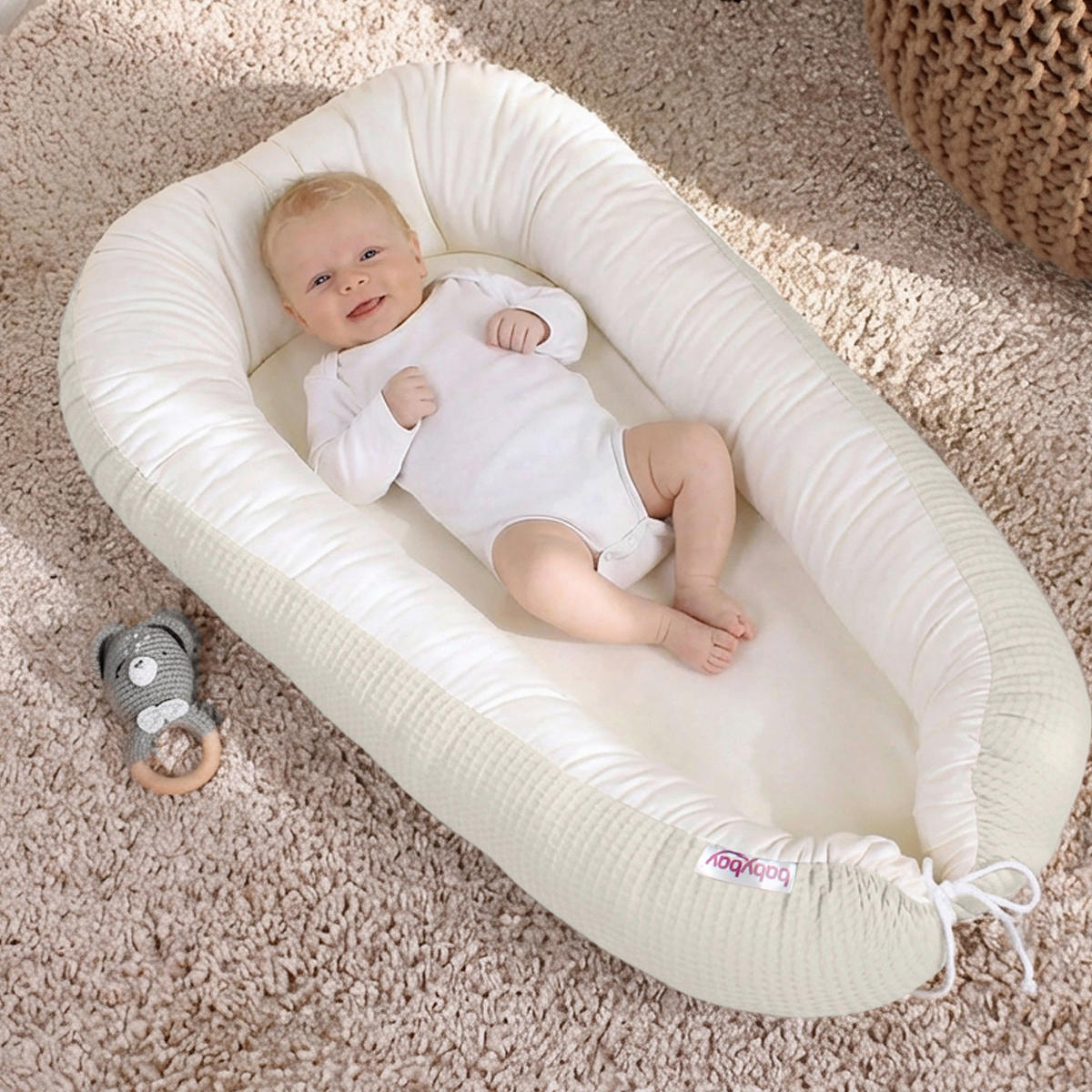 KUSCHELNEST babybay Kuschelnest Waffelpiqué  90/50/13 cm   - Weiß, Basics, Textil (90/50/13cm) - Babybay