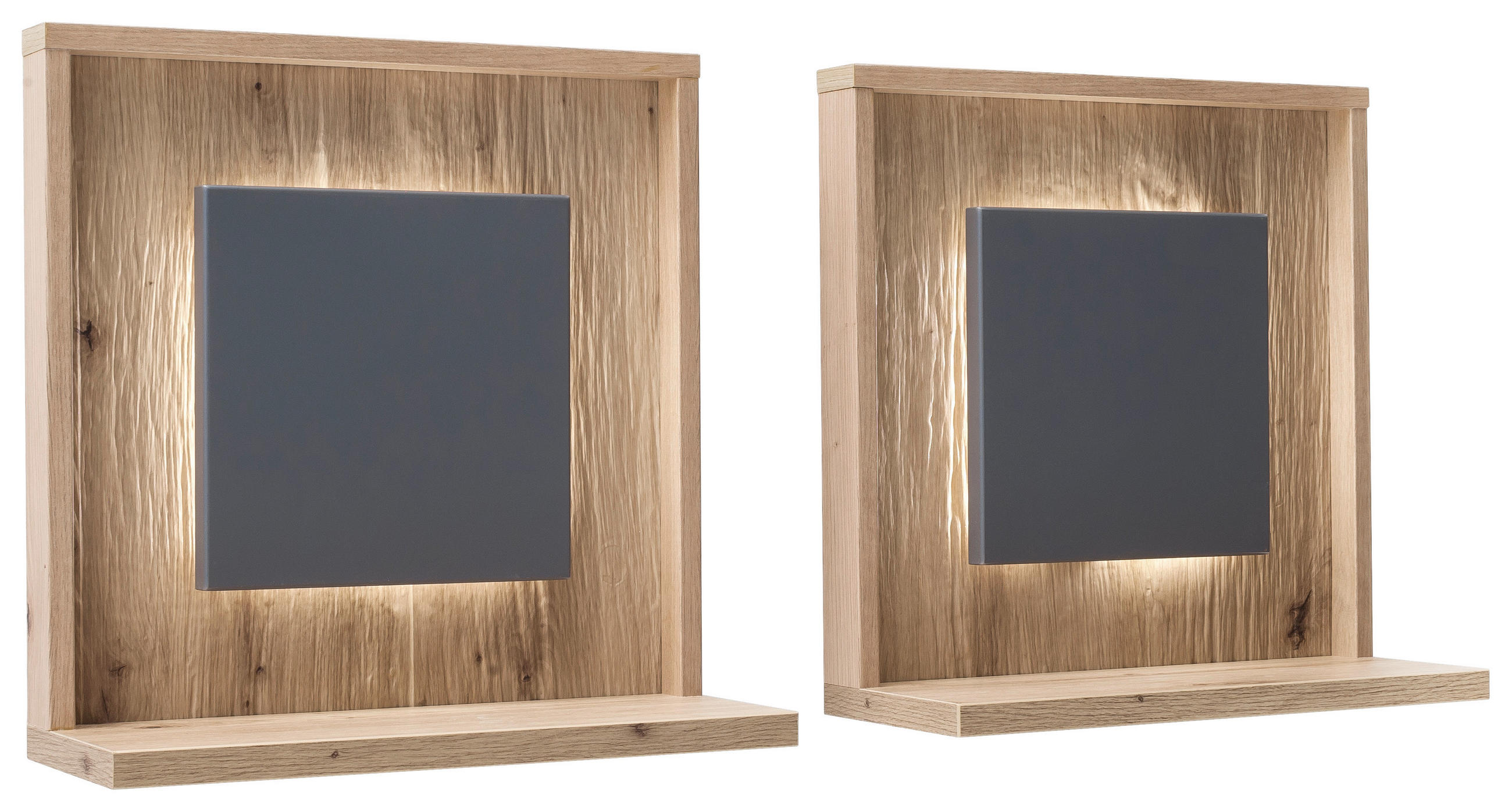 NÁSTENNÁ POLICA, sivá, farba duba, 45/45/18 cm - sivá/farba duba, Design, kompozitné drevo (45/45/18cm)