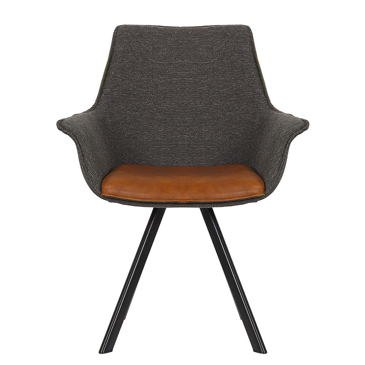 ARMLEHNSTUHL  in Eisen Lederlook, Leinenoptik  - Dunkelgrau/Schwarz, MODERN, Textil/Metall (65/87/65cm) - home24