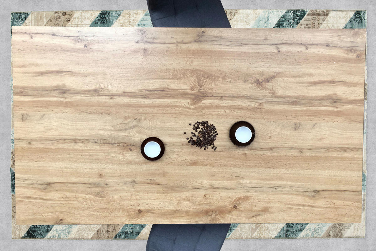 ESSTISCH rechteckig Naturfarben, Schwarz  - Schwarz/Naturfarben, Design, Holzwerkstoff/Metall (160/90/75cm) - Livetastic