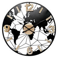 WANDUHR Braun, Schwarz  - Schwarz/Braun, Design, Holz/Holzwerkstoff (60cm) - Ambia Home