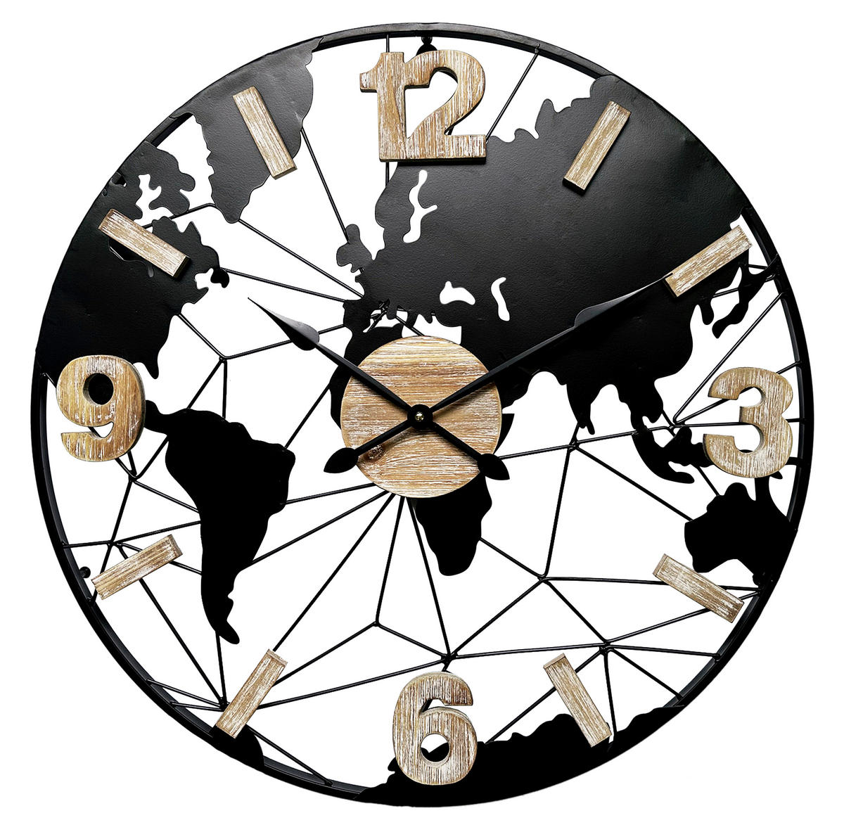 WANDUHR Braun, Schwarz  - Schwarz/Braun, Design, Holz/Holzwerkstoff (60cm) - Ambia Home