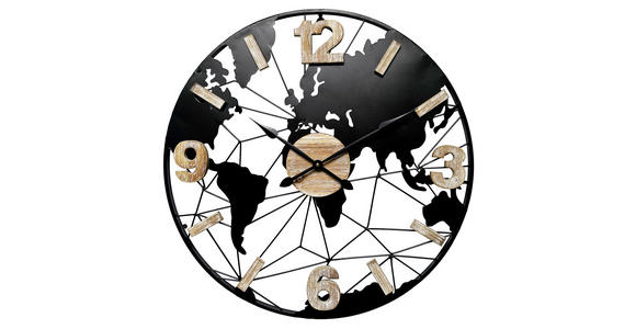 WANDUHR Braun, Schwarz  - Schwarz/Braun, Design, Holz/Holzwerkstoff (60cm) - Ambia Home