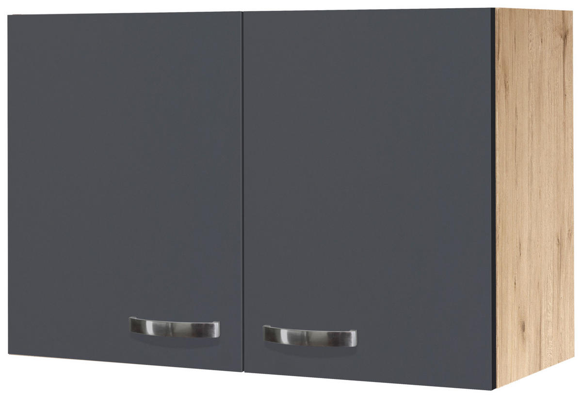 KÜCHENOBERSCHRANK 80/54/32 cm  in Eiche San Remo, Dunkelgrau  - Edelstahlfarben/Dunkelgrau, MODERN, Holzwerkstoff/Metall (80/54/32cm) - FlexWell