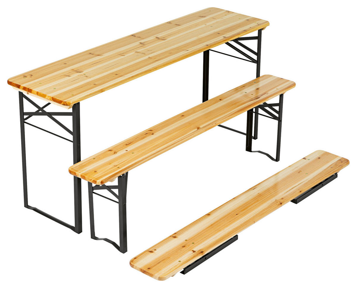 GARTEN-BARTISCH Holz, Metall rechteckig  - Fichtefarben/Grün, Basics, Holz/Metall (220/78/50cm)