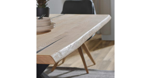 ESSTISCH in Holz, Metall 200/100/75 cm  - Eschefarben/Schwarz, LIFESTYLE, Holz/Metall (200/100/75cm) - Linea Natura