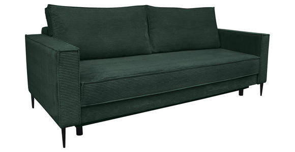 SCHLAFSOFA Cord Dunkelgrün - Dunkelgrün/Schwarz, KONVENTIONELL, Textil/Metall (222/93/98cm) - Carryhome