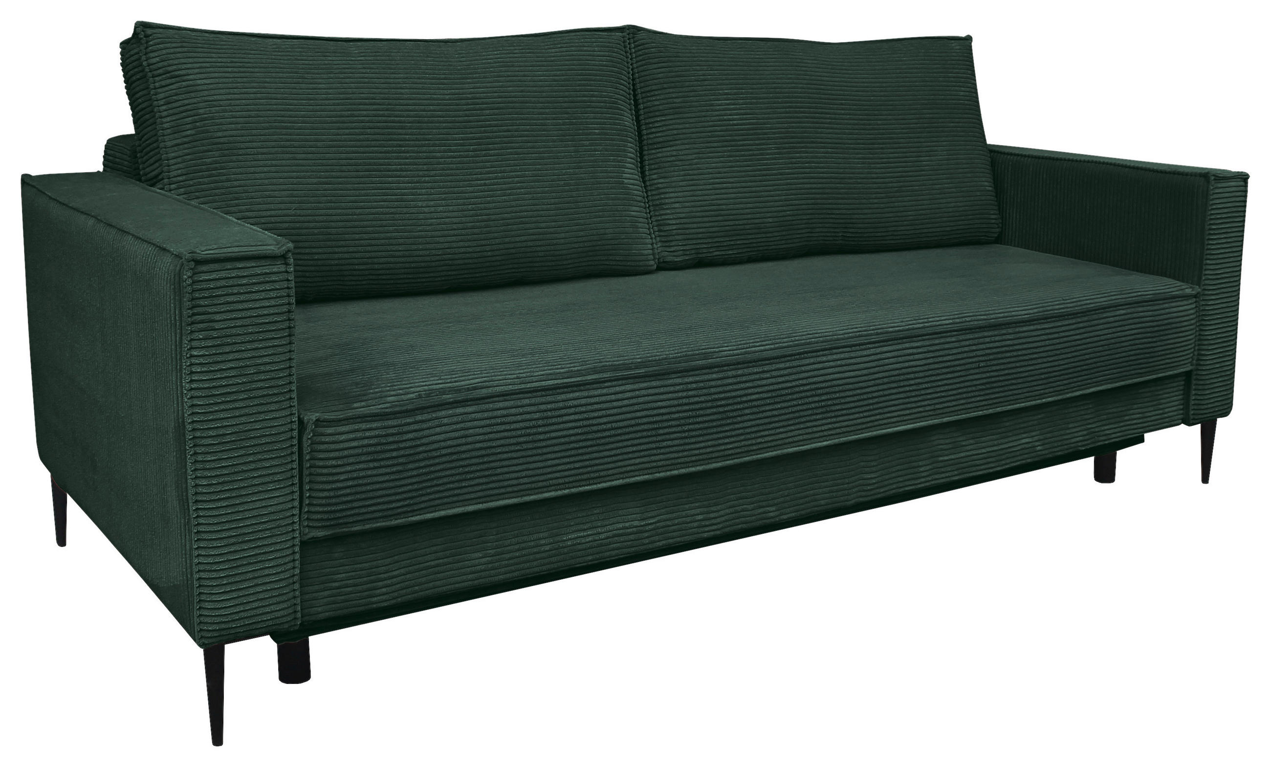 SCHLAFSOFA Cord Dunkelgrün  - Dunkelgrün/Schwarz, KONVENTIONELL, Textil/Metall (222/93/98cm) - Carryhome