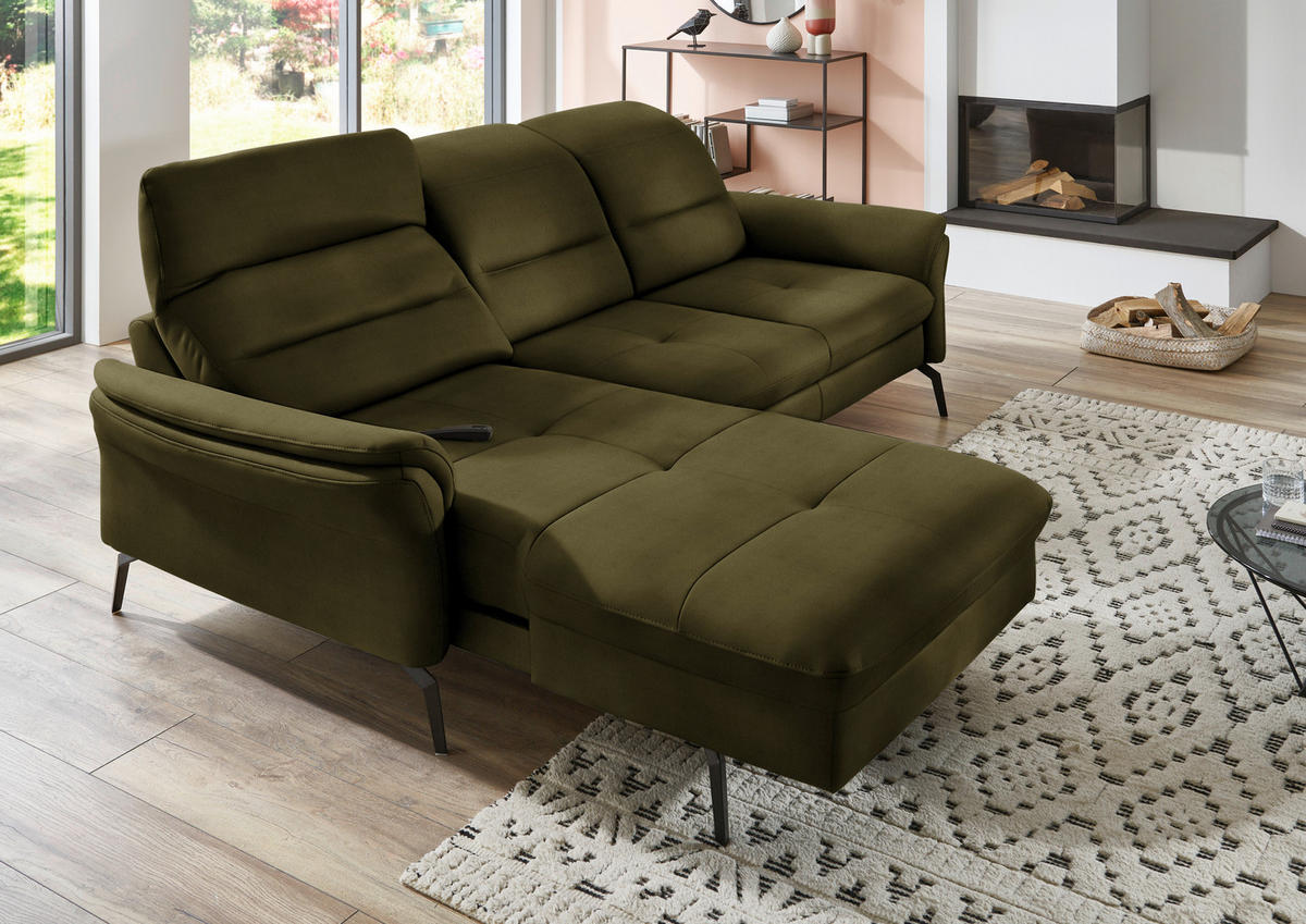 ECKSOFA in Flachgewebe Grün  - Schwarz/Grün, Konventionell, Textil/Metall (181/260cm) - Beldomo Speed