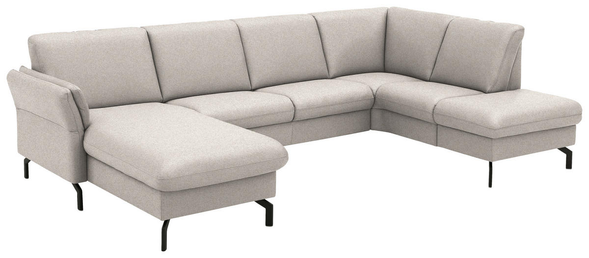 WOHNLANDSCHAFT  in Flachgewebe Beige  - Beige/Schwarz, KONVENTIONELL, Textil/Metall (170/307/190cm) - Beldomo Comfort