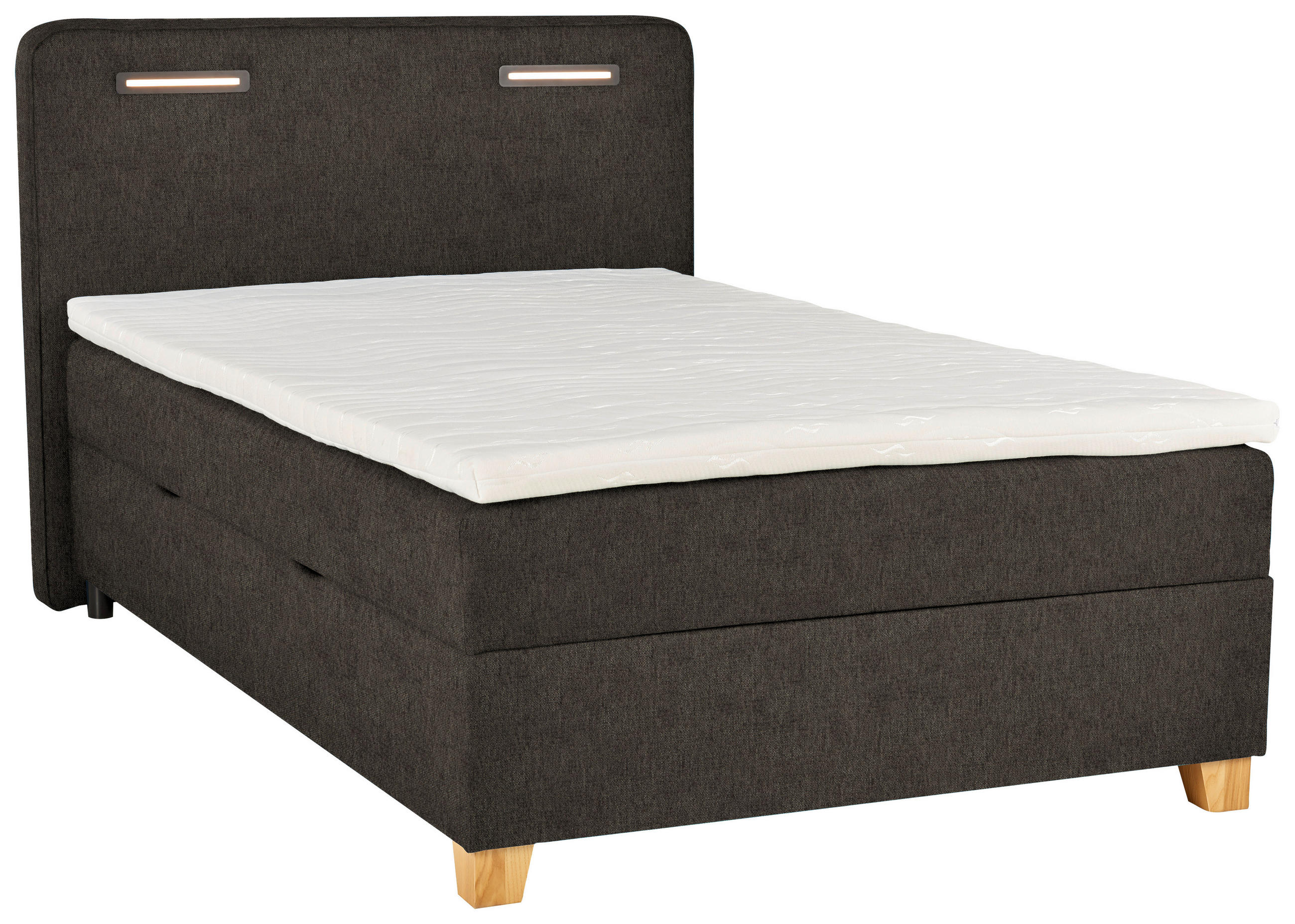 BOXBETT 120/200 cm  in Graubraun  - Graubraun, KONVENTIONELL, Holz/Textil (120/200cm) - Moderano