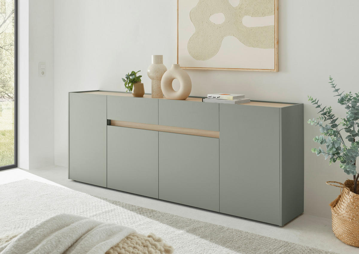 SIDEBOARD  223/86/40 cm 2 Schublade(n)  - Eichefarben/Schwarz, Design, Holzwerkstoff/Kunststoff (223/86/40cm) - Modante