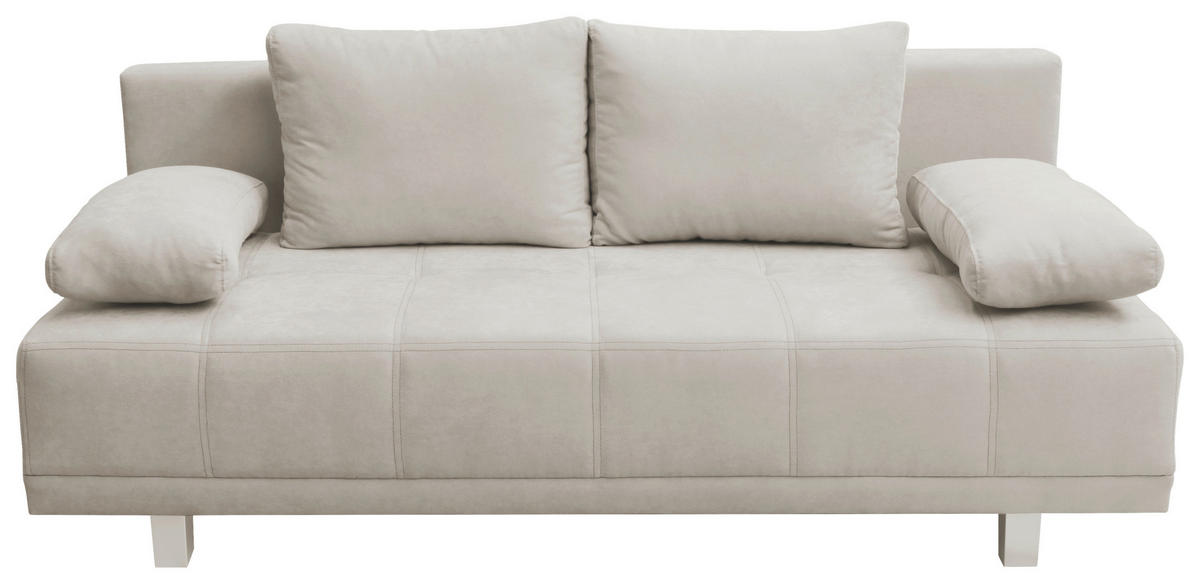 SCHLAFSOFA in Samt Beige  - Chromfarben/Beige, Design, Kunststoff/Textil (194/77/89cm) - MID.YOU