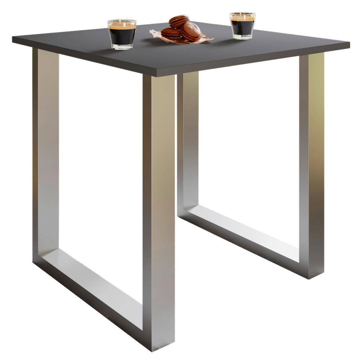 ESSTISCH in Holzwerkstoff, Metall 80/80/76 cm   - Anthrazit/Silberfarben, Design, Holzwerkstoff/Metall (80/80/76cm) - MID.YOU