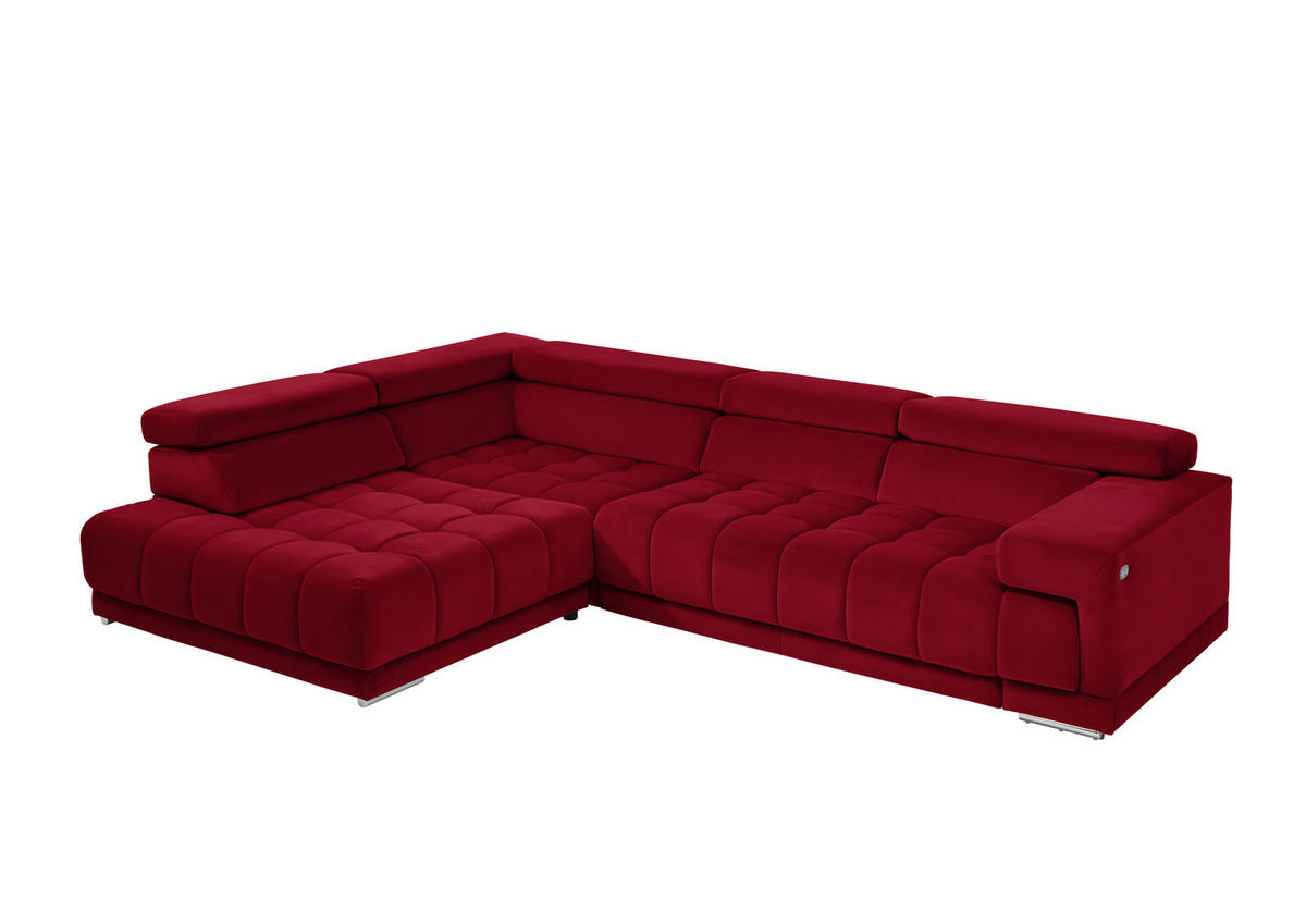 ECKSOFA in Mikrofaser Rot  222/326 cm  - Chromfarben/Rot, Design, Textil/Metall (222/326cm) - Beldomo Speed