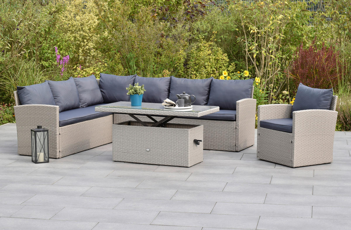 GARTENSET Stahl  - Anthrazit/Grau, MODERN, Kunststoff/Metall - Gardenson