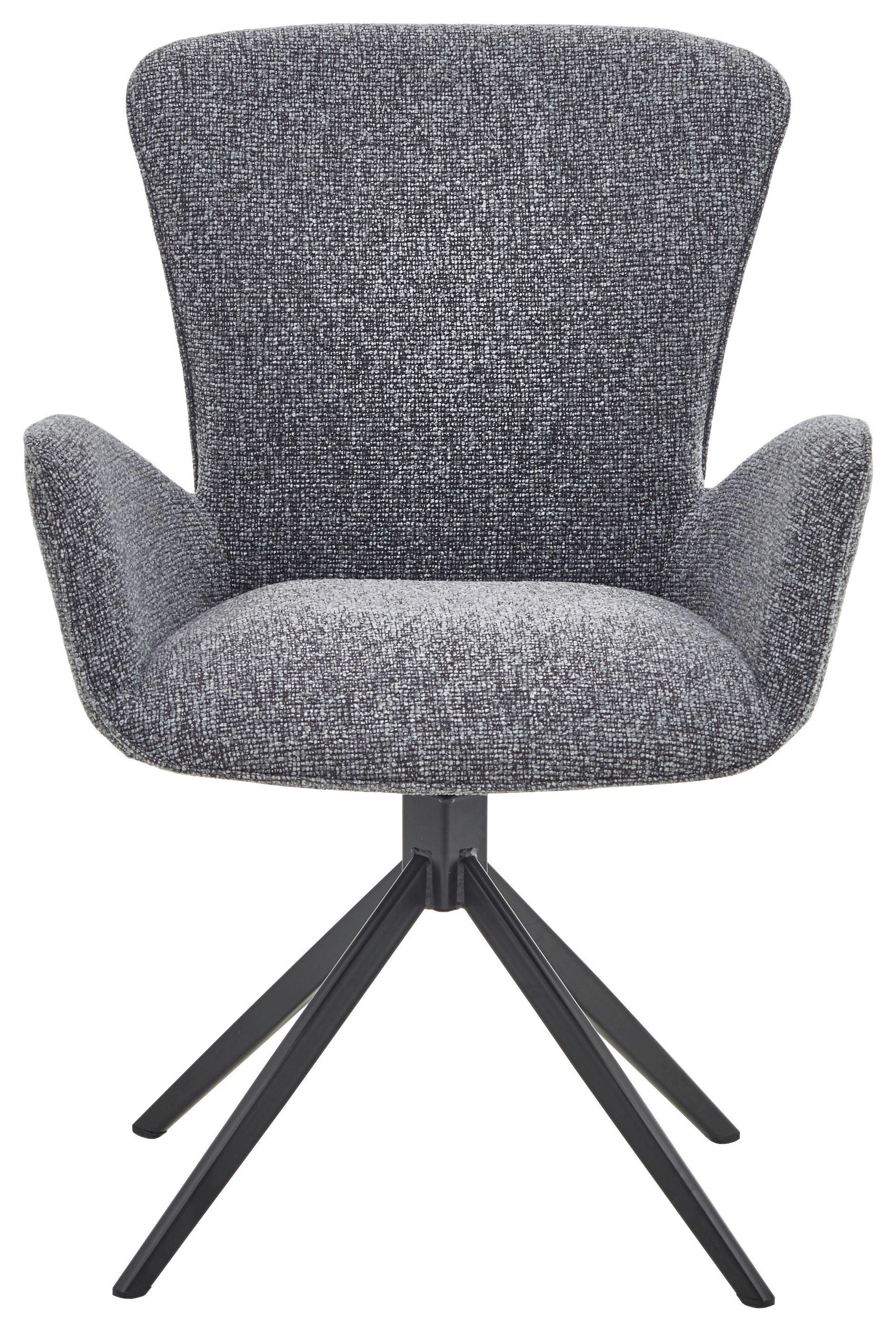 ARMLEHNSTUHL  in Eisen Jacquard, Flachgewebe  - Dunkelgrau/Schwarz, Design, Textil/Metall (63/92/63cm) - Valdera