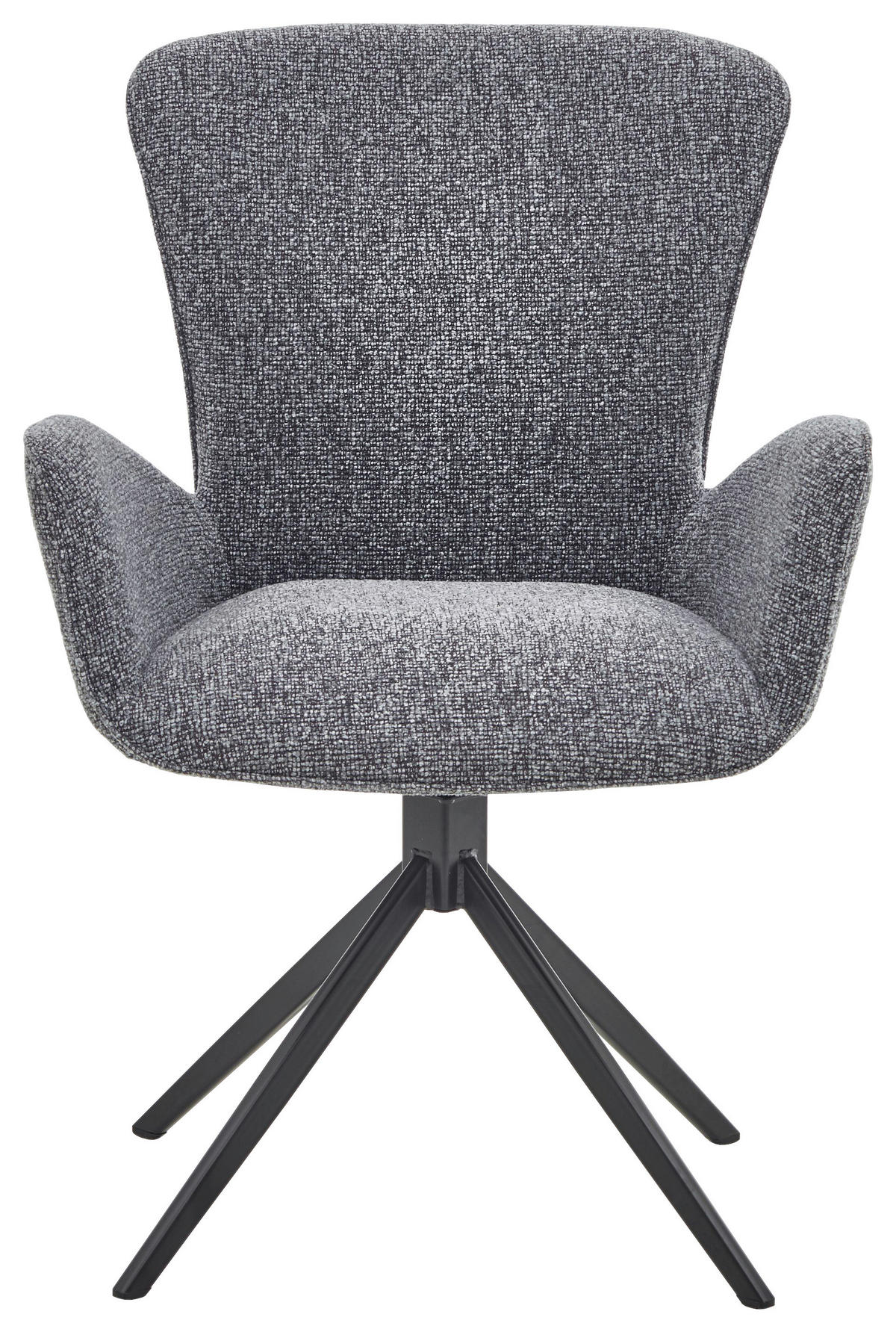 ARMLEHNSTUHL  in Eisen Jacquard, Flachgewebe  - Dunkelgrau/Schwarz, Design, Textil/Metall (63/92/63cm) - Valdera