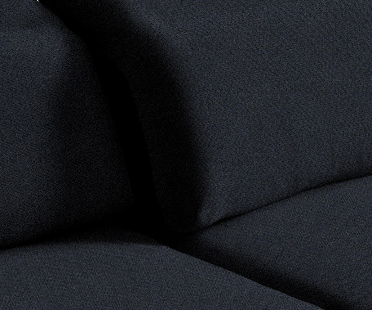 ECKSOFA in Chenille Dunkelblau  - Schwarz/Dunkelblau, Design, Textil/Metall (289/180cm) - Stylife
