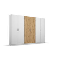 DREHTÜRENSCHRANK  in Weiß, Eiche Artisan  - Weiß/Eiche Artisan, MODERN, Holzwerkstoff/Kunststoff (271/210/54cm) - Rauch Möbel