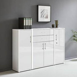 AKTENSCHRANK Weiß, Weiß Hochglanz  - Weiß Hochglanz/Weiß, MODERN, Holzwerkstoff (172,6/113,6/33cm) - MID.YOU