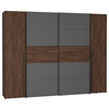 KLEIDERSCHRANK 270/210/61 cm,  in Grau, Walnussfarben, 4-türig  - Walnussfarben/Schwarz, MODERN, Holzwerkstoff/Kunststoff (270/210/61cm) - MID.YOU