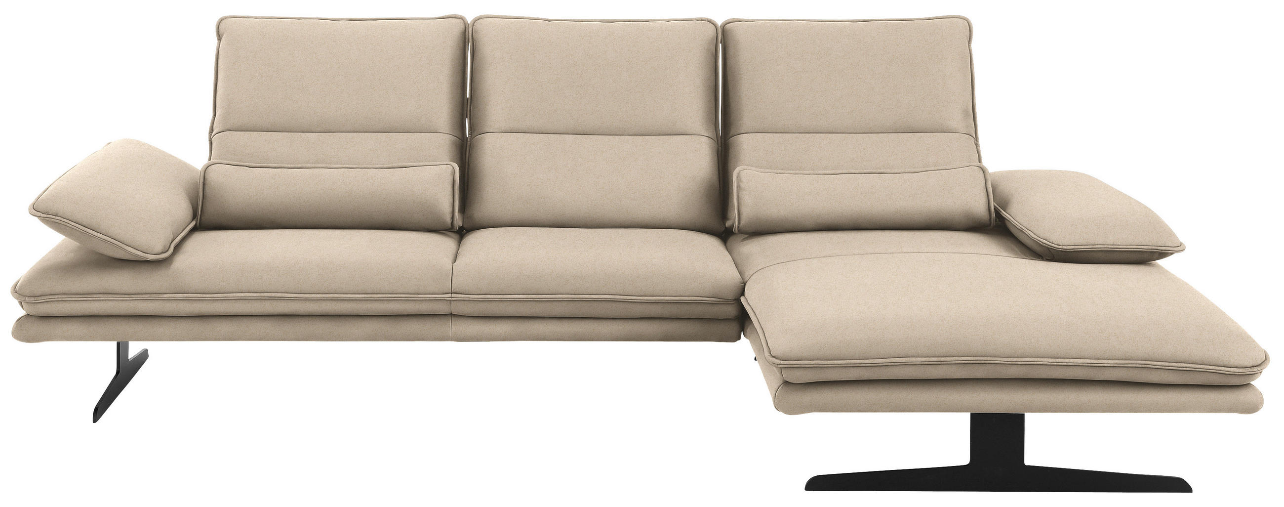 ECKSOFA in Mikrofaser Beige  - Beige/Schwarz, Design, Textil/Metall (291/164cm) - Chilliano