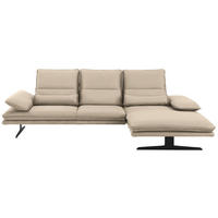 ECKSOFA in Mikrofaser Beige  - Beige/Schwarz, Design, Textil/Metall (291/164cm) - Chilliano
